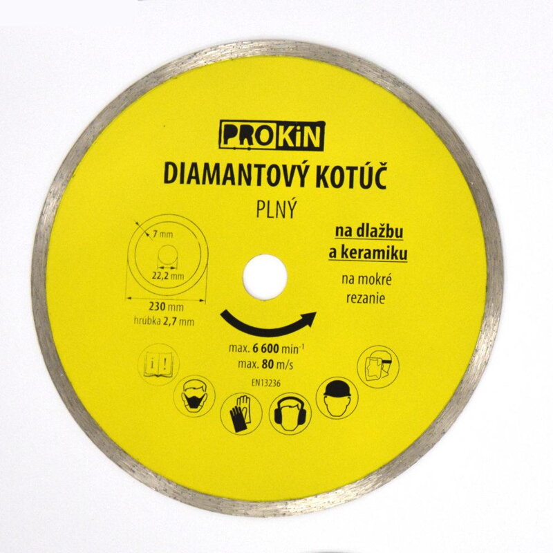 Kotúč diamantový plný o230x22,23 mm  PROKIN