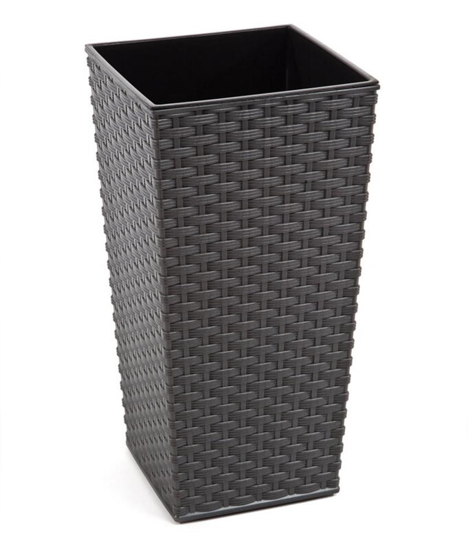 Kvetináč UH 250x250 mm FINEZJA grafit výška 460 mm ratan WW / 19357410 Kvetináč UH 250x250 mm FINEZJA grafit výška 460 mm ratan WW / 19357410