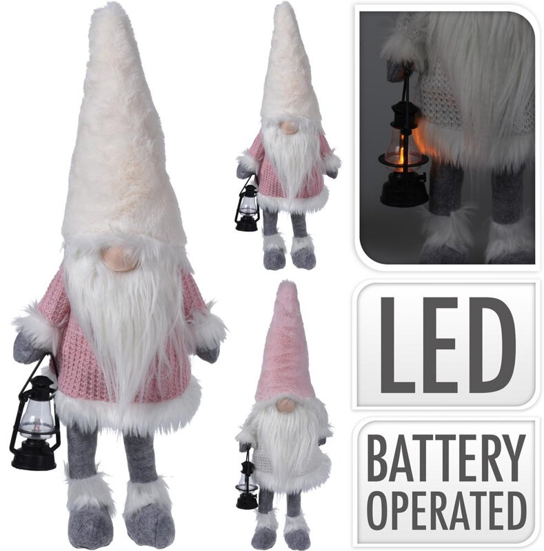 Postavička trpaslík LED 51 cm ružovo-biely Postavička trpaslík LED 51 cm ružovo-biely