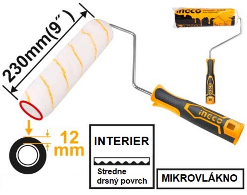 Valček maliarsky 230mm s rúčkou INGCO, na drsný povrch Valček maliarsky 230mm s rúčkou INGCO, na drsný povrch