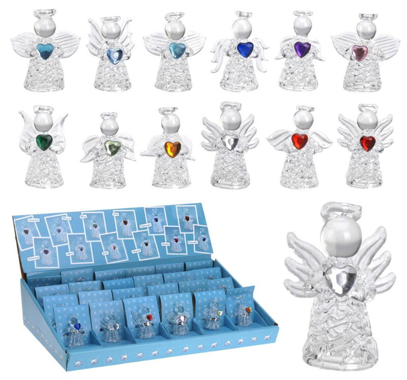 Postavička anjel so srdcom 5,2 cm sklo mix