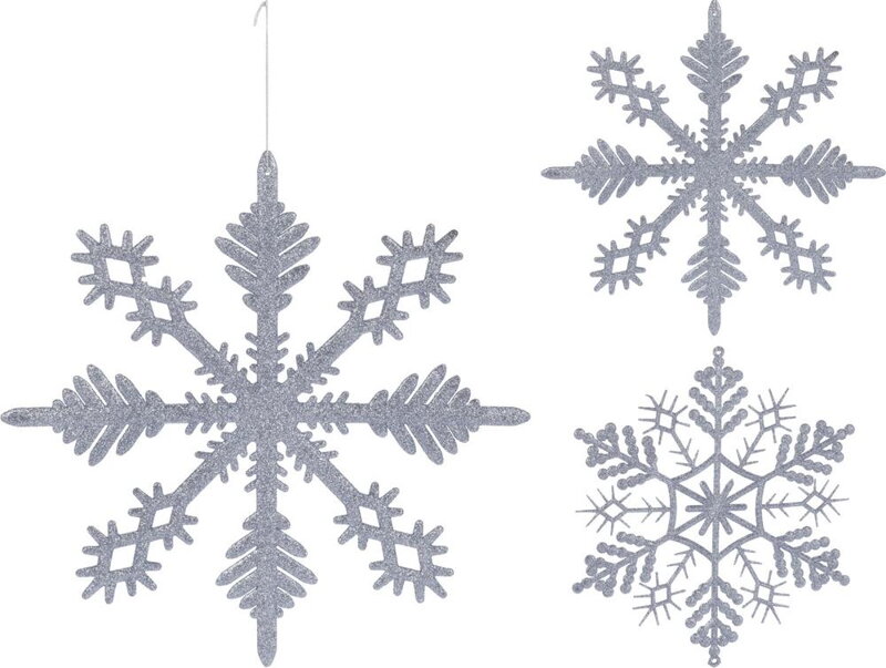 Ozdoba závesná vločka 30 cm strieborná mix Ozdoba závesná vločka 30 cm strieborná mix
