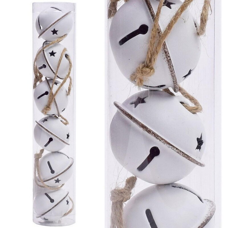 Ozdoba závesná rolničky sada 6 ks 4 cm biele