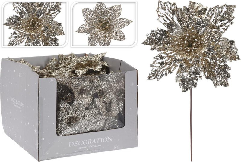 Ozdoba zapichovacia kvet 21 cm champagne mix Ozdoba zapichovacia kvet 21 cm champagne mix