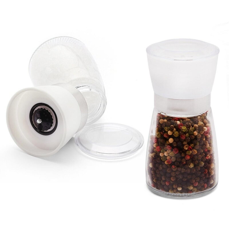 Mlynček ručný na korenie a soľ, 170 ml, sklo/UH biely Mlynček ručný na korenie a soľ, 170 ml, sklo/UH biely