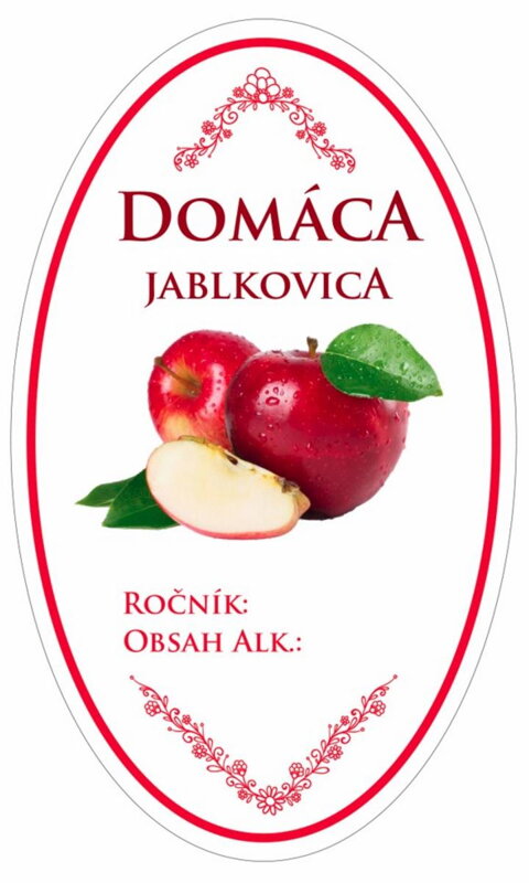 Samolepka domáca JABLKOVICA čer. ovál biela, 16 ks etikiet Samolepka domáca JABLKOVICA čer. ovál biela, 16 ks etikiet