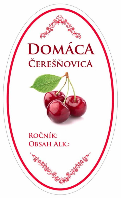 Samolepka domáca ČEREŠNOVICA ovál biela, 16ks etikiet Samolepka domáca ČEREŠNOVICA ovál biela, 16ks etikiet