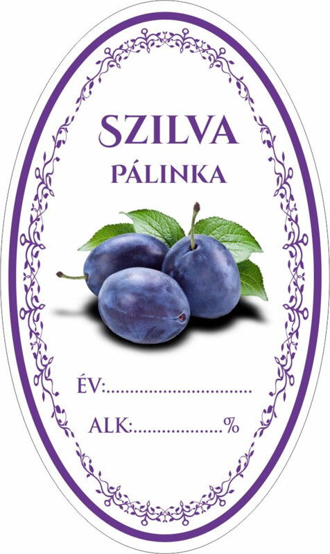 Samolepka domáca SLIVOVICA/SZILVA PALINKA ovál 16ks etikiet HU Samolepka domáca SLIVOVICA/SZILVA PALINKA ovál 16ks etikiet HU