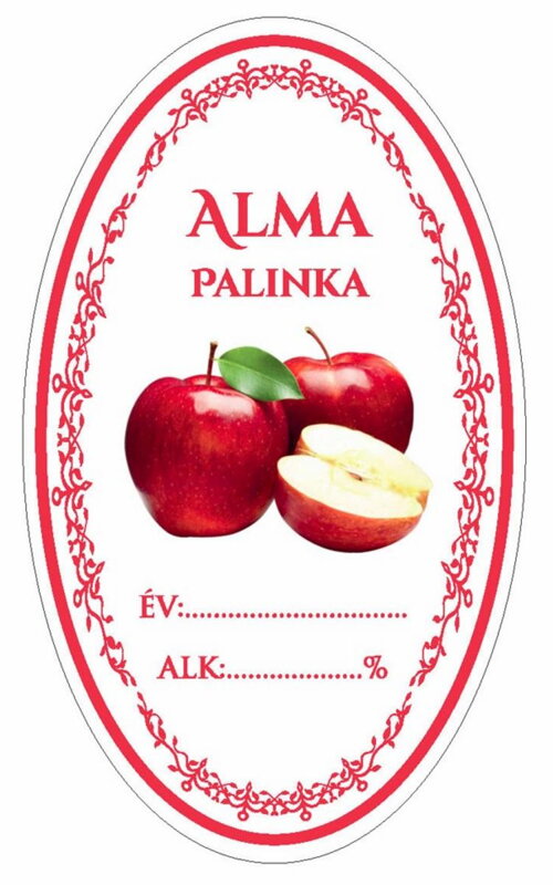 Samolepka domáca JABLKOVICA/ALMA PALINKA červ. ovál 16ks etikiet HU Samolepka domáca JABLKOVICA/ALMA PALINKA červ. ovál 16ks etikiet HU