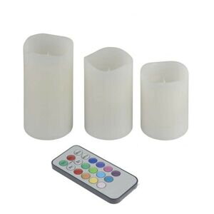 Sviečka LED farebná 7,5x10/12,5/15 cm sada 3 ks s diaľkovým ovládačom Sviečka LED farebná 7,5x10/12,5/15 cm sada 3 ks s diaľkovým ovládačom