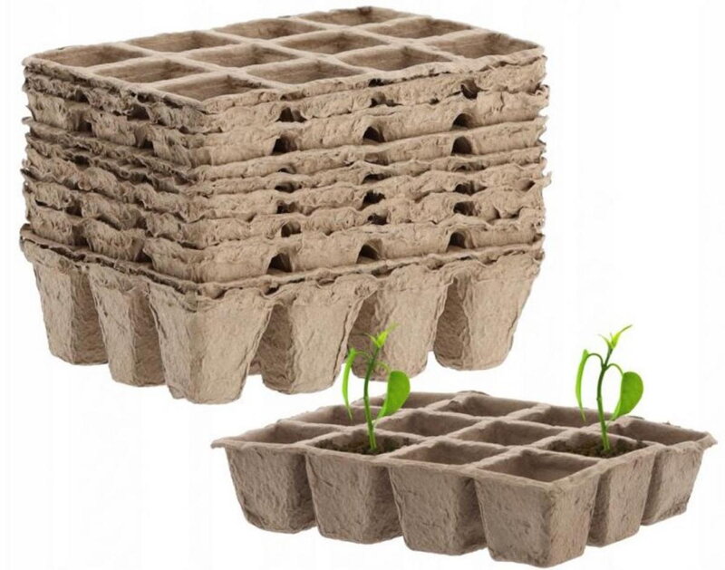 Kvetináč rašelinový SADBOVAČ na 12 rastlín sada 6ks 21x17x4,5 cm