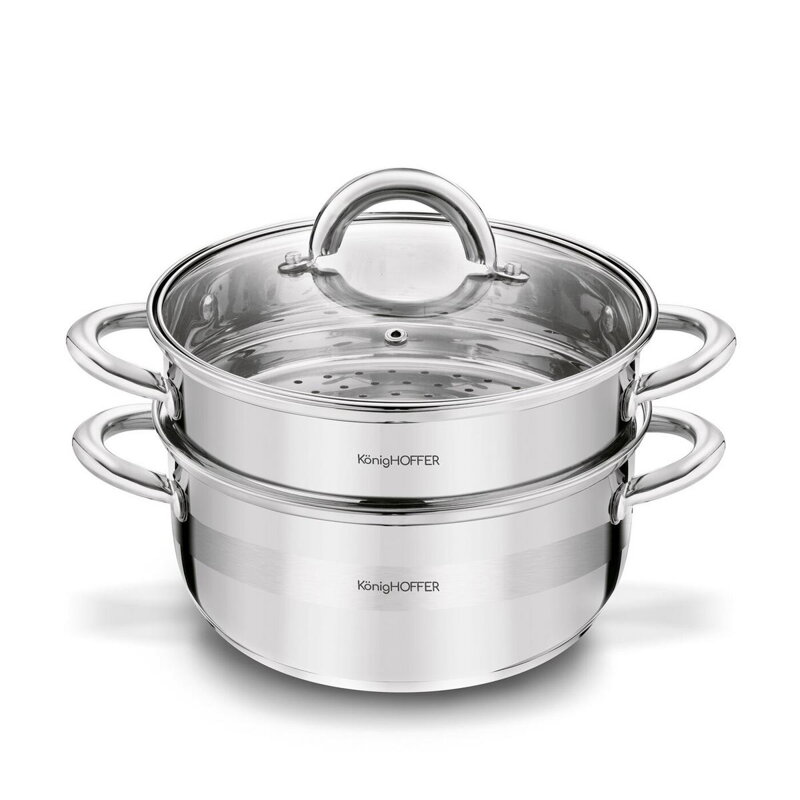 Hrniec naparovací 2,9L, nerez + sklen. pokrievka Hrniec naparovací 2,9L, nerez + sklen. pokrievka