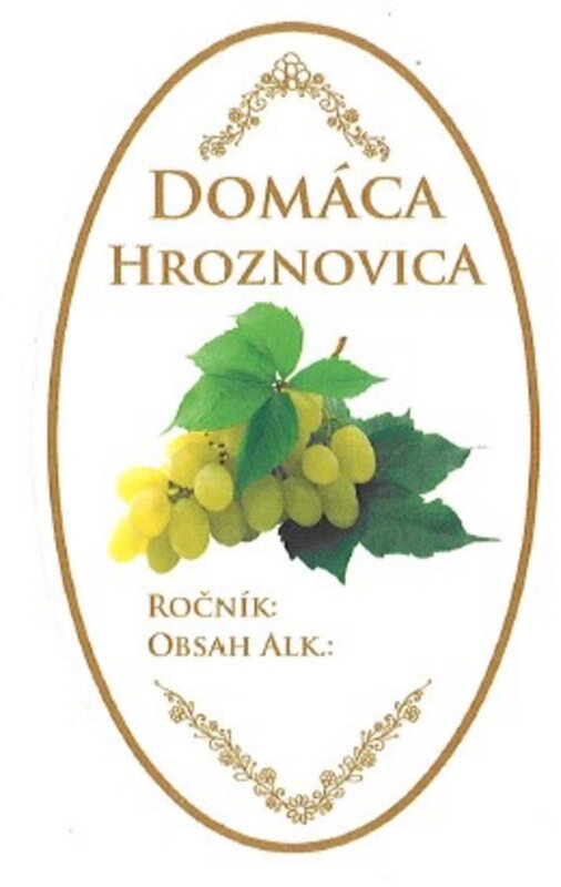 Samolepka na fľašu HROZNOVICA domáca 16ks etikiet