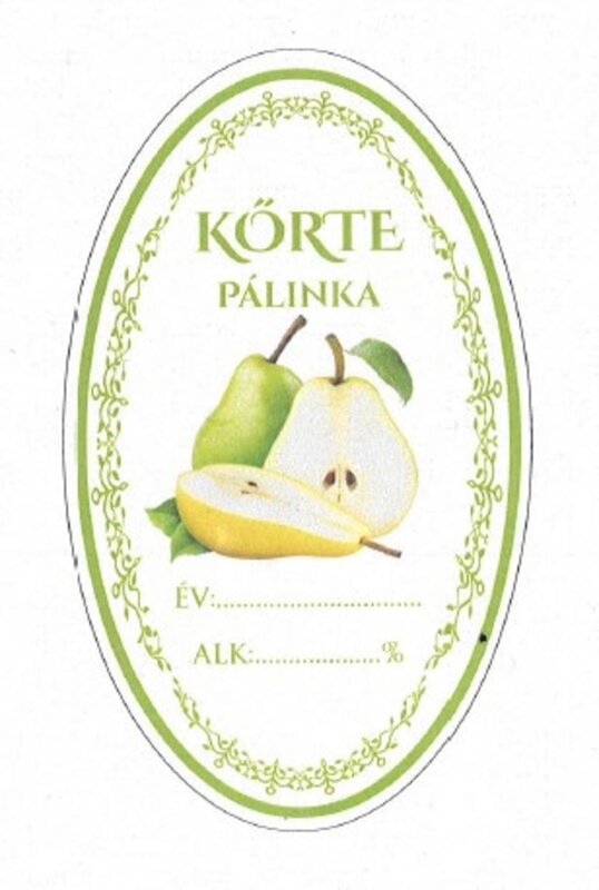 Samolepka na fľašu KŐRTE PÁLINKA/HRUŠKOVICA domáca ovál 16ks etikiet HU Samolepka na fľašu KŐRTE PÁLINKA/HRUŠKOVICA domáca ovál 16ks etikiet HU