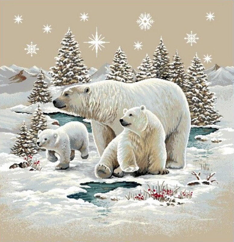 Obliečka na vankúš gobelínová, Vianoce ĽADOVÉ MEDVEDE, 42x42cm Obliečka na vankúš gobelínová, Vianoce ĽADOVÉ MEDVEDE, 42x42cm