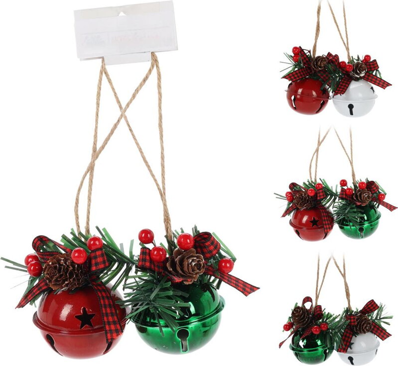 Ozdoba závesná rolničky sada 2 ks mix