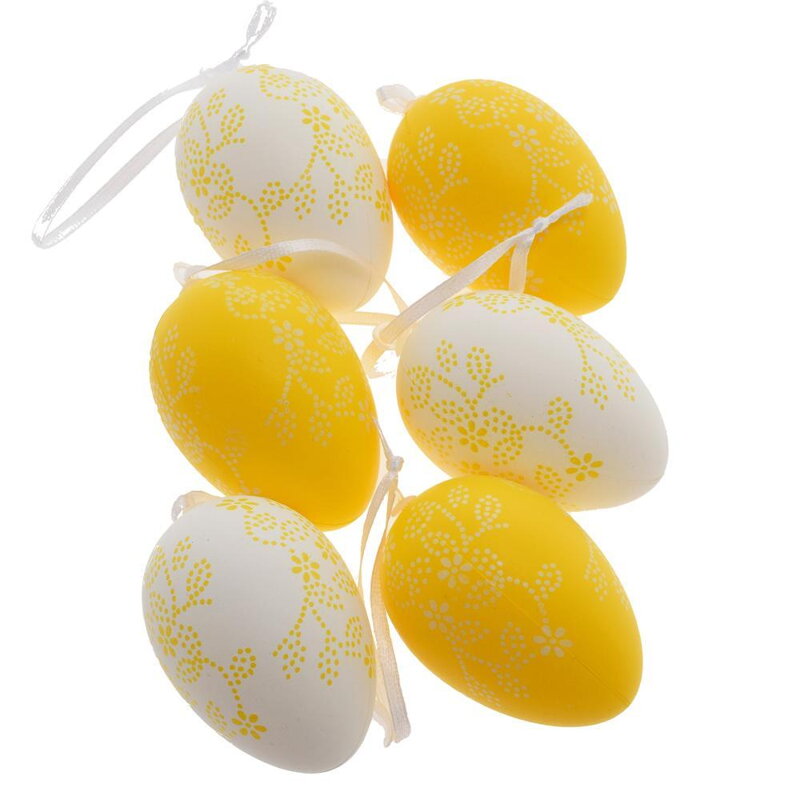 Ozdoba závesná vajíčko sada 6ks 6cm žltá/biela