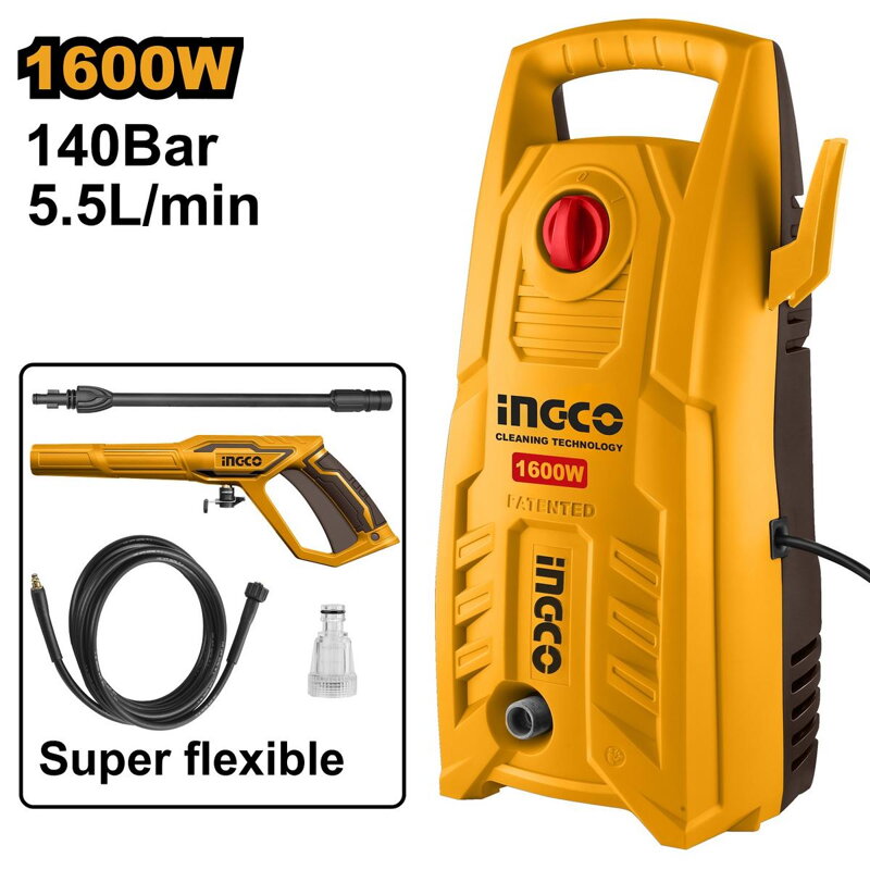 Čistič vysokotlaký HPWR16008 INGCO, 1600W, 140Bar, 220-240V