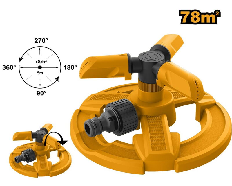 Zavlažovač rotačný 3-ramenný plastový INGCO