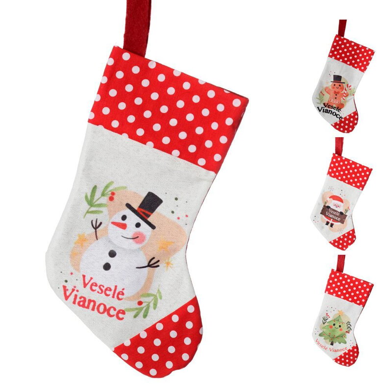 Ozdoba závesná ponožka vianočná 40x29 cm mix