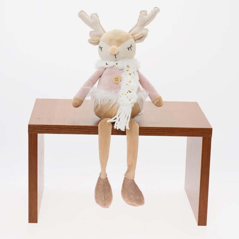 Postavička jeleň 44 cm textil ružovo/hnedý