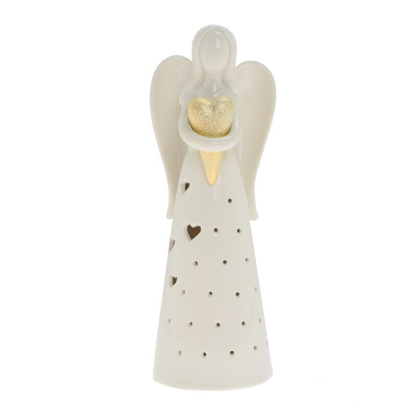 Postavička anjel so srdcom 25,5 cm porcelán biely Postavička anjel so srdcom 25,5 cm porcelán biely