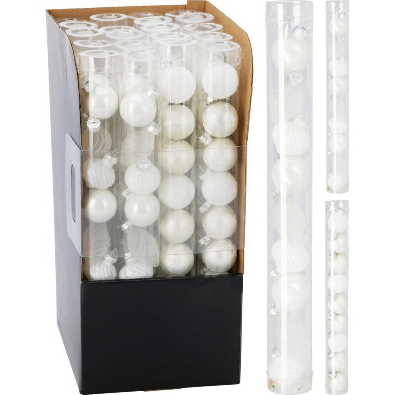 Ozdoba závesná guľa 3 cm sada 9 ks sklo biela