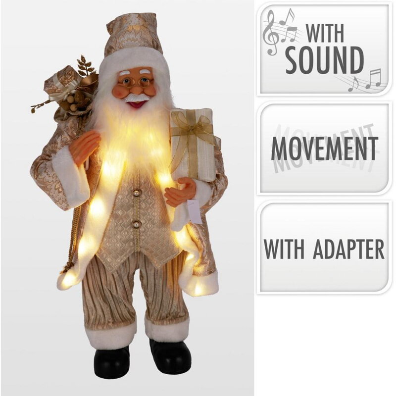Postavička Santa LED 80 cm zlatý