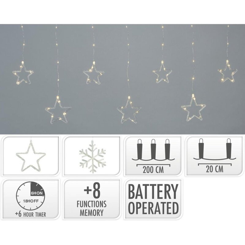 Svetlo vianočné hviezdy/vločky 100/112 LED teplé biele s funkciami, batérie, s časovačom Svetlo vianočné hviezdy/vločky 100/112 LED teplé biele s funkciami, batérie, s časovačom