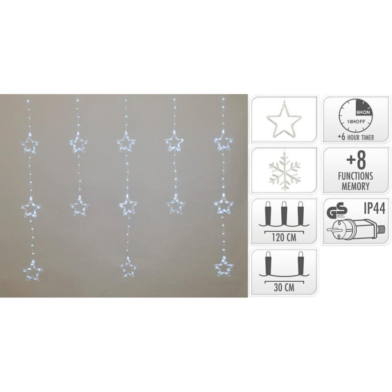 Svetlo vianočné hviezdy/vločky 232/235 LED biele s funkciami, s časovačom Svetlo vianočné hviezdy/vločky 232/235 LED biele s funkciami, s časovačom