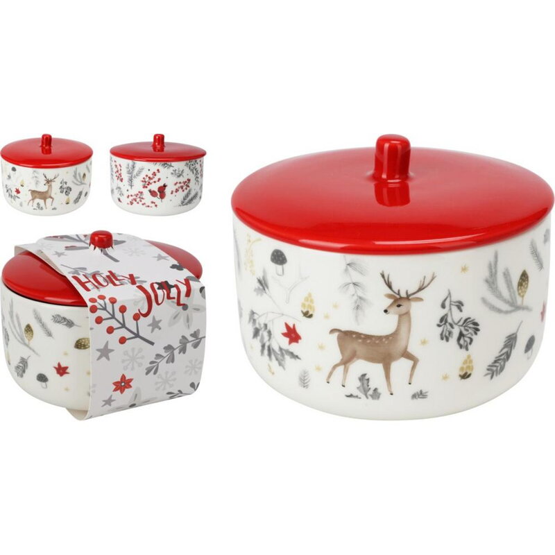 Dóza s vekom vianočná 650 ml porcelán mix