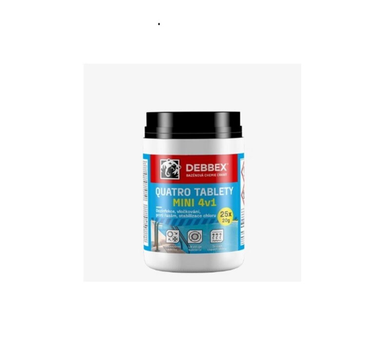 Tablety do bazéna Quatro MINI 4v1, dezinfekcia, proti riasam, 500g