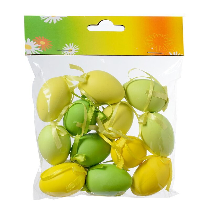 Ozdoba závesná vajíčko plast 6 cm sada 12 ks mix /229495