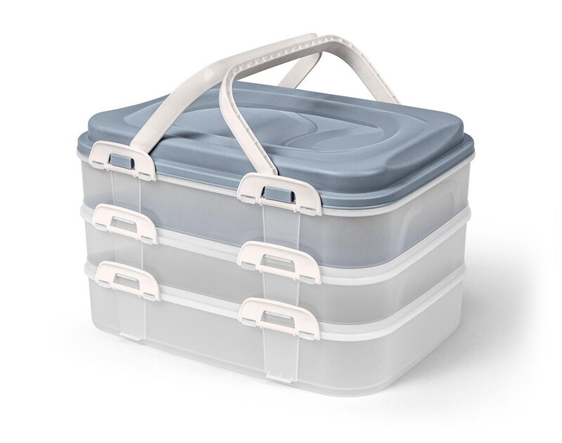 Dóza na potraviny/box UH 40x30x24cm PIKNIK 3 poschodová s úchytmi SKVELER