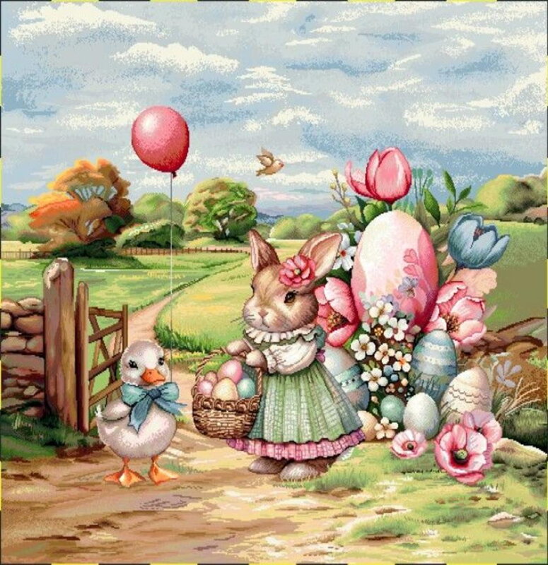 Obliečka na vankúš, Veľkonočná zábava/hravá jar I, 42x42cm