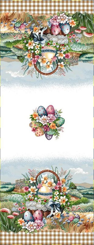 Obrus gobelínový, Veľkonočné vajíčka/jarná obloha, 40x100cm