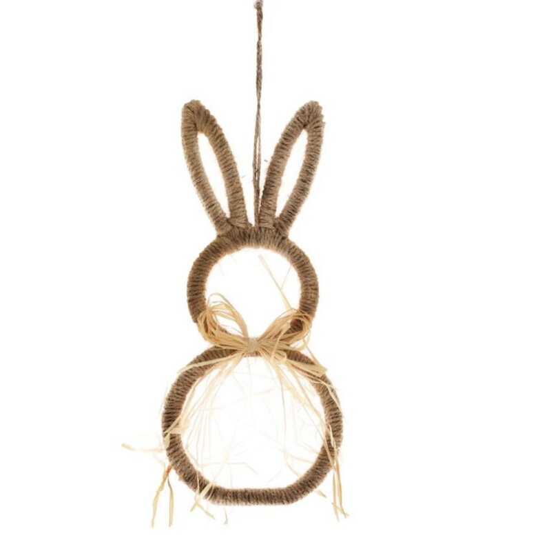 Ozdoba závesná zajac 10x22,5 cm juta prírodná