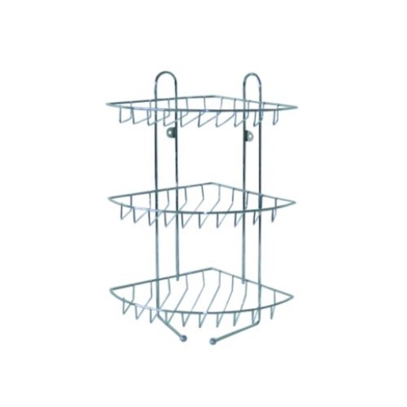 Polička kúpeľňová 3 poschodová rohová chróm