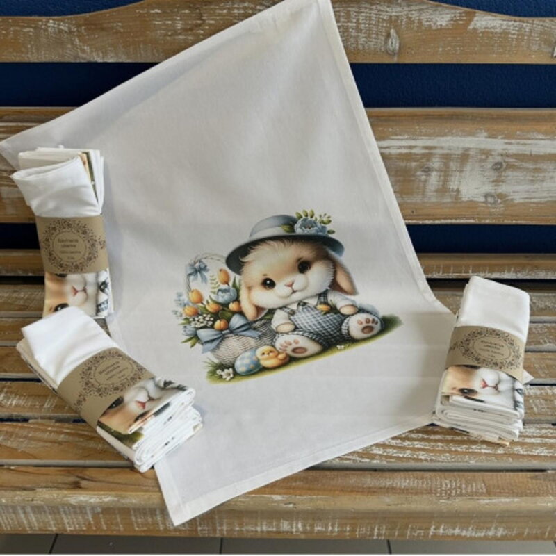 Utierka kuchynská 100% bavlna 50x70cm 3ks, Veľkonočný zajko