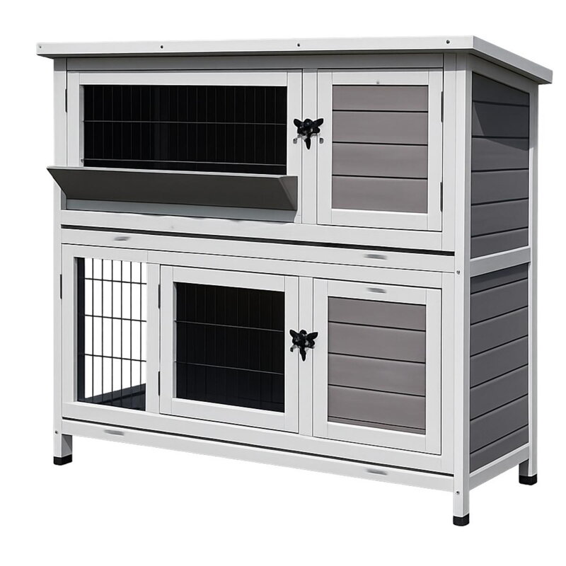 Králikáreň drevená 114x101x50cm SARI, šedá GARDENKUS