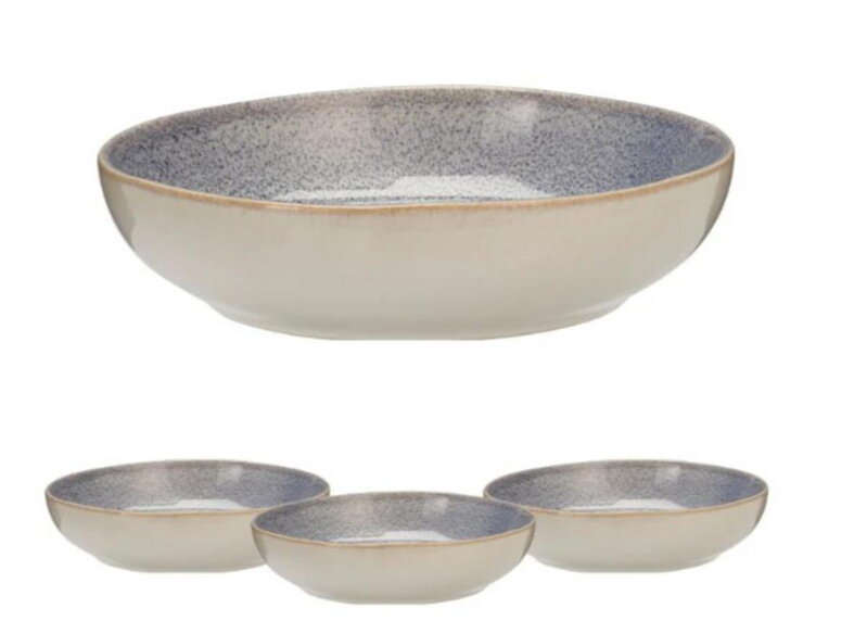 Tanier hlboký kameninový 23 cm set 4 ks modrý