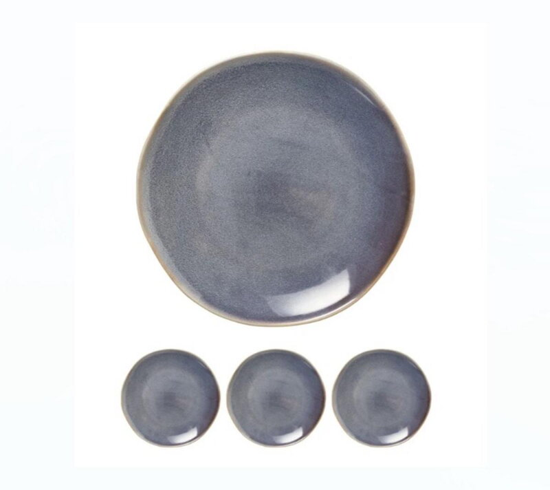 Tanier plytký kameninový 28 cm sada 4 ks modrý
