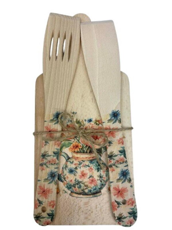 Doska drevena s dvoma obracačkami dekor kvietky mix