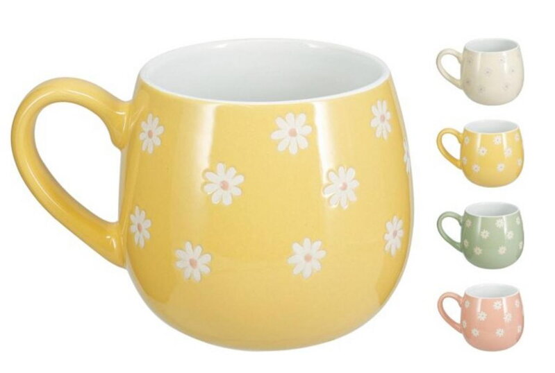 Hrnček kameninový 450 ml dekor kvety mix