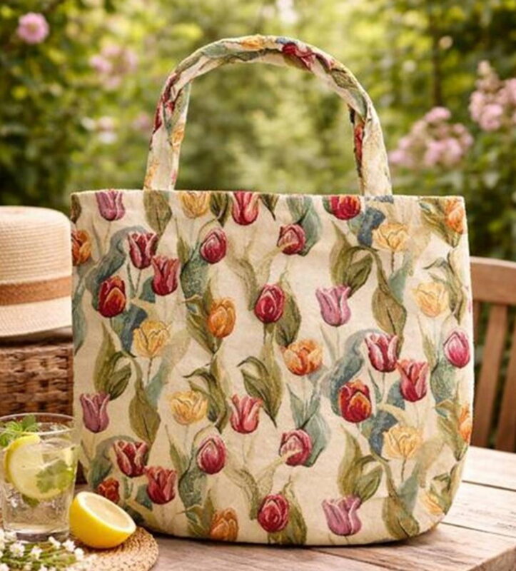 Taška nákupná gobelínová veľká 45x45cm, dizajn TULIPÁNY