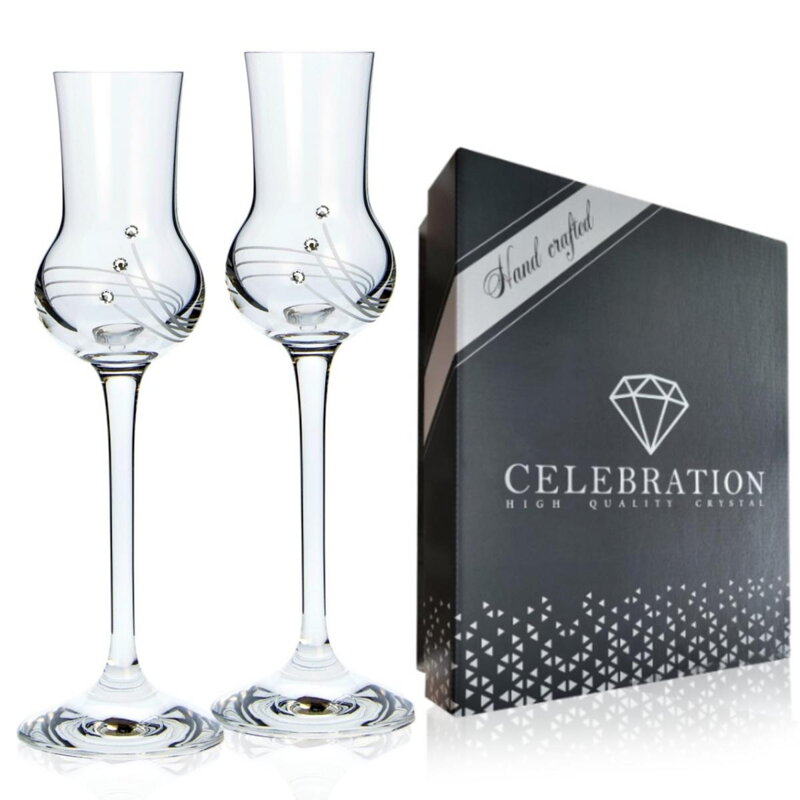 Pohár štamprlík na stopke Grappa CRYSTALS 70ml, sada 6 ks