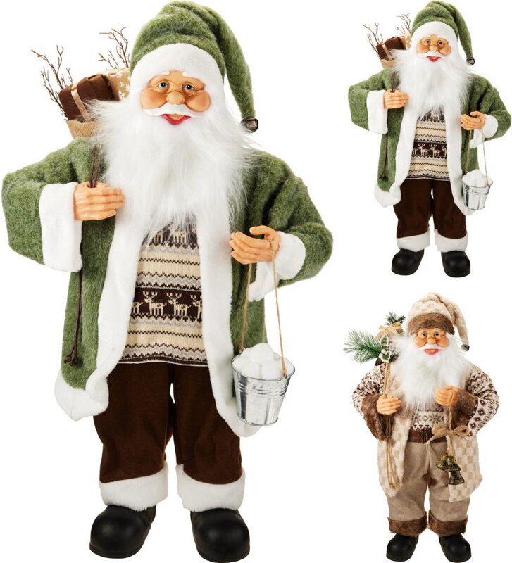 Postavička Santa 60 cm zeleno-hnedý mix