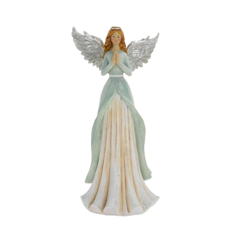 Postavička anjel modliaci 28,5 cm poly mentolová