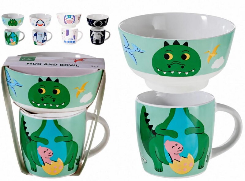 Miska 530ml a hrnček detský 330ml, sada, mix 4 motívov