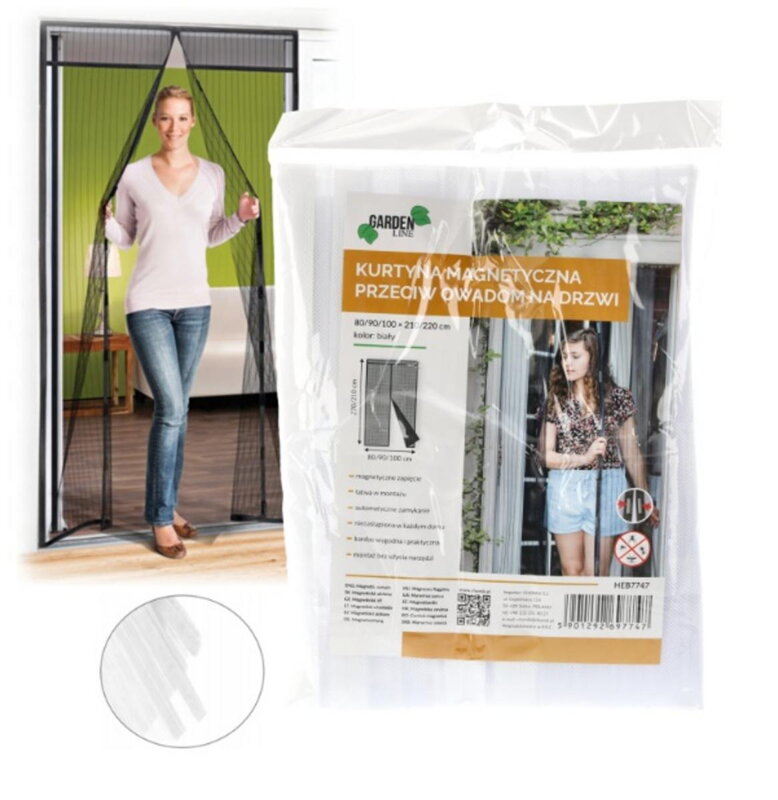 Sieť proti hmyzu magnetická, 80/90/100x21/220 cm, biela